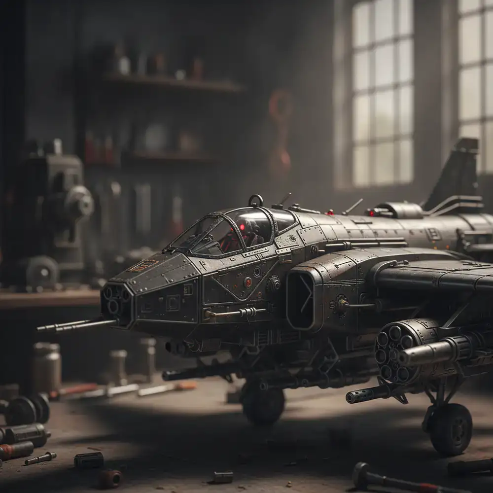 Close-up view of an intricate scale model aircraft