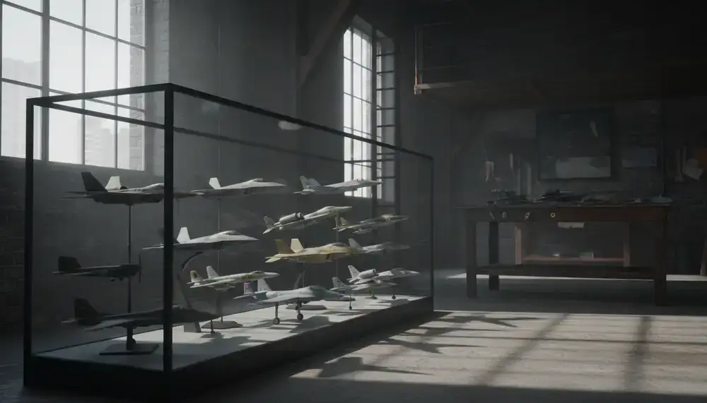 Military aviation scale models display